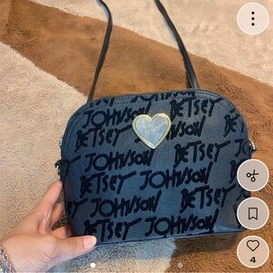 Betsey Johnson black printed gold plated purse